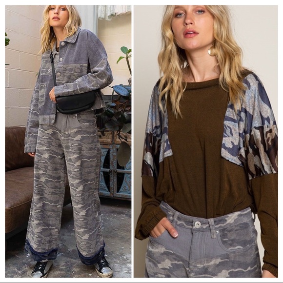 POL Camo Black Wide Leg Cords - Picture 6 of 15